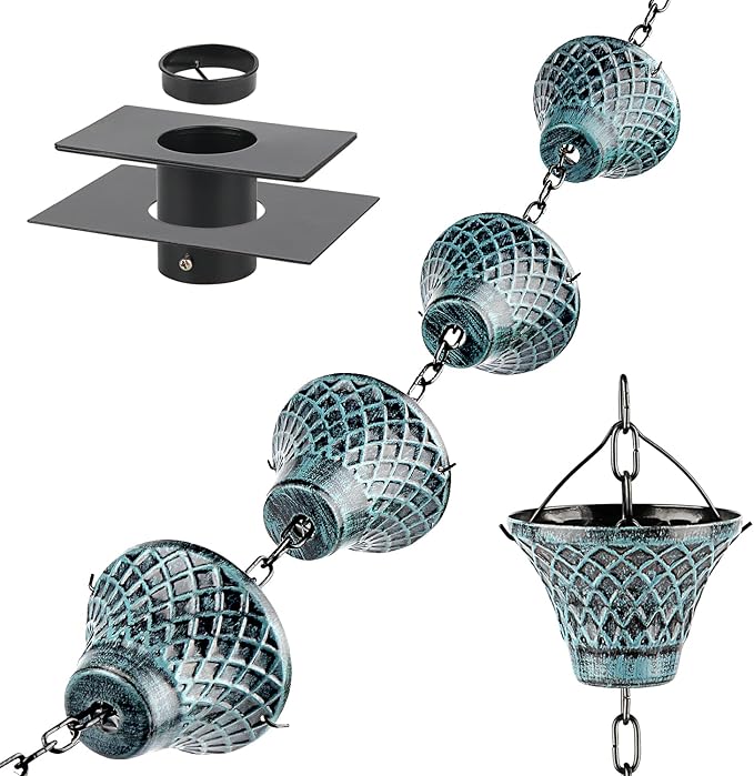 Chaîne De Pluie Oiseaux Sur Tasse 2,5 M – Décoration Extérieure Fer Bronze – Effet Cascade Apaisant