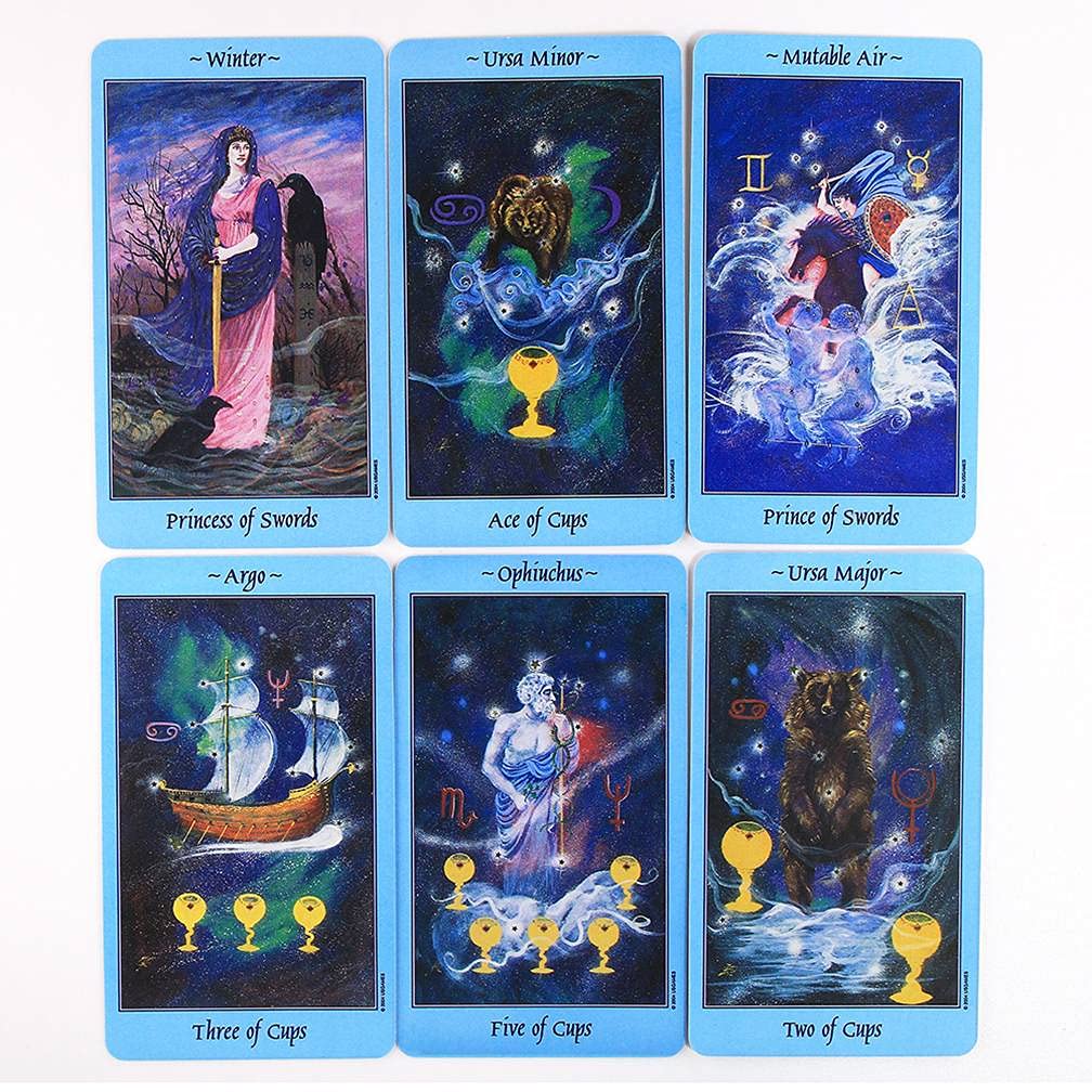 Mazzo Tarocchi Celesti Divini, 78 Carte A Tema Celeste, Dimensioni 10,3x6 Cm, Per Divinazione E Gioco
