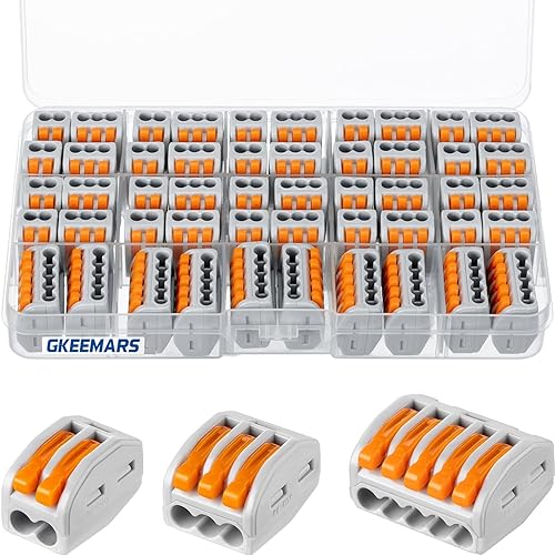 GKEEMARS 50 conectores de cable de palanca, conector conductor de empalme compacto para cables flexibles de trenzado sólido 28-12 AWG (naranja)