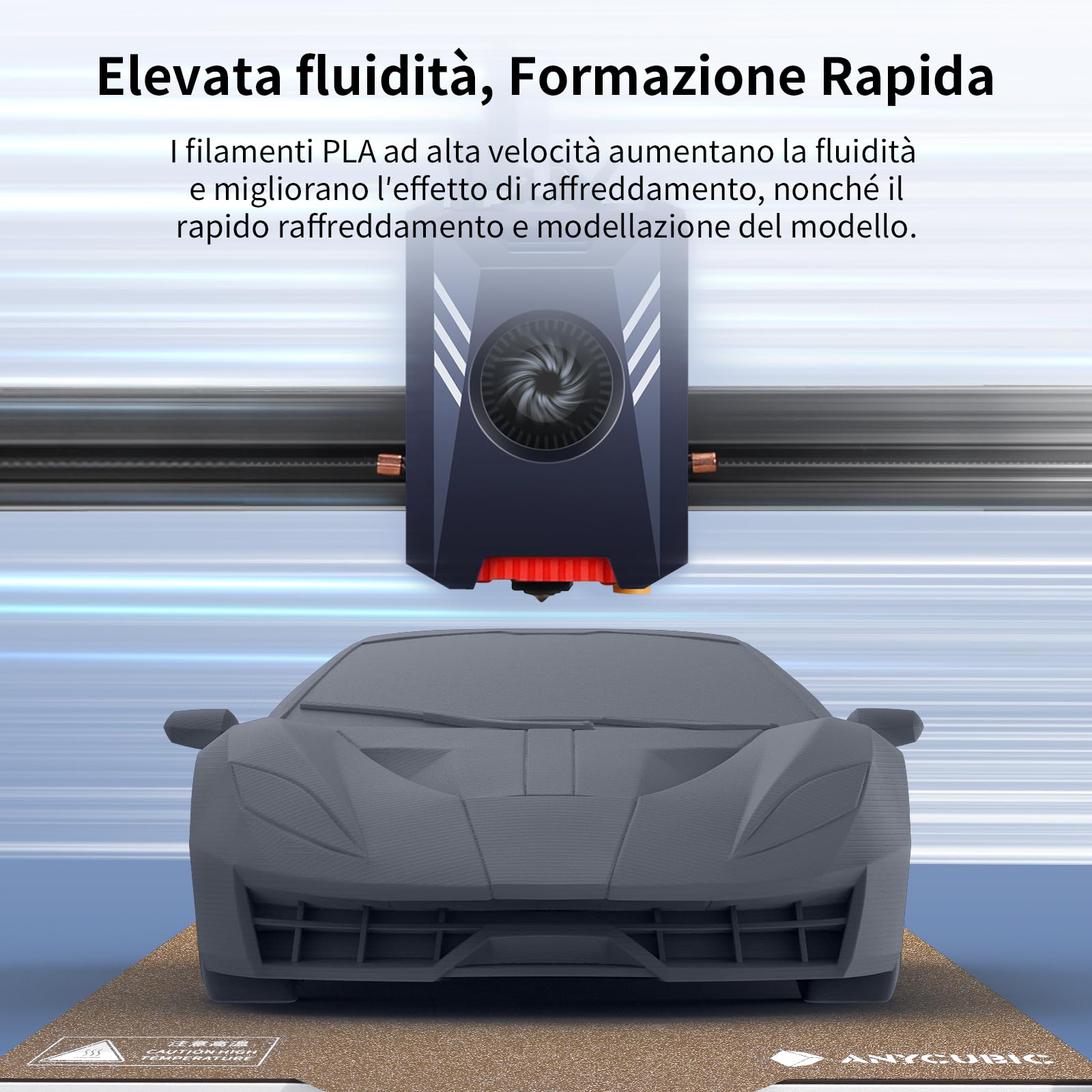 ANYCUBIC Filamento PLA ad alta velocità 1,75 mm, Filamento per Stampante 3D, ad Alta Velocità, ad Alta Resistenza e Resistenza Alle Alte Temperature, Applicabile a Vari Modelli, Grigio 1KG