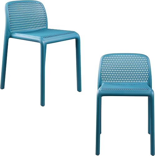 Miniatura 10 de CozyBlock Punch - Silla de comedor apilable perforada para interior y exterior, juego de 2 unidades (gris oscuro)