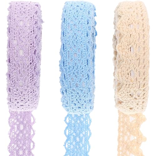 Washi Tape - 3 rollos de cinta de encaje, cintas adhesivas de encaje para manualidades, cintas decorativas, álbumes de recortes, calcomanías de