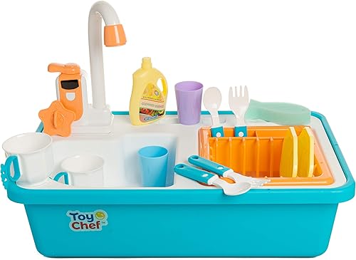 Toy Chef Unicorn Water Play - Juego de juguetes para fregadero de cocina con accesorios que cambian de color y sistema automático de ciclo de agua,