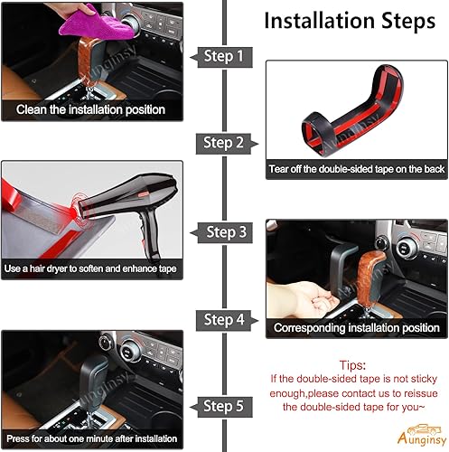 Miniatura 4 de Cubierta de freno de mano para palanca de cambios de automóvil, compatible con Toyota Tundra 2007-2021 Sequoia 2008-2020 Consola central, cubierta