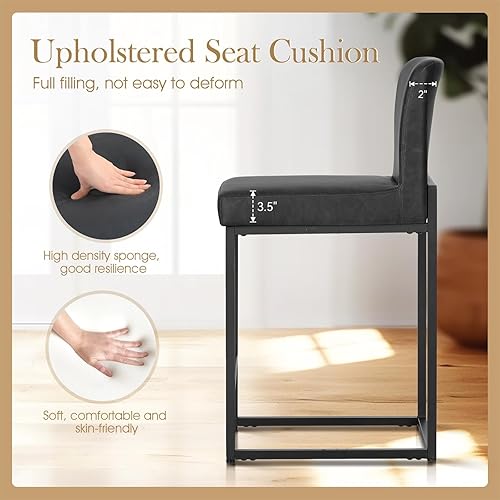 Miniatura 106 de Sophia & William Juego de 2 taburetes de bar marrones, taburetes de bar de 24 pulgadas de altura de mostrador para isla de cocina, taburetes de bar