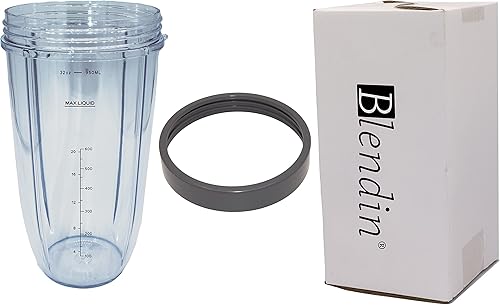Miniatura 5 de Blendin Tarro de repuesto extra grande de 32 onzas con anillo de labios cómodo, compatible con Nutribullet 600W, 900W, NB-101B, NB-101S, NB-201,