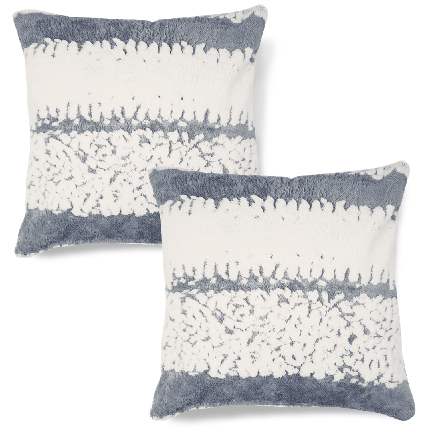 HOKIPO Luxury Wavy Plush Cushion Cover for Sofa 18x18 Inches (45x45 cm), Set of 2, Pewter Grey (AR-5987-GRY*2)-image-7