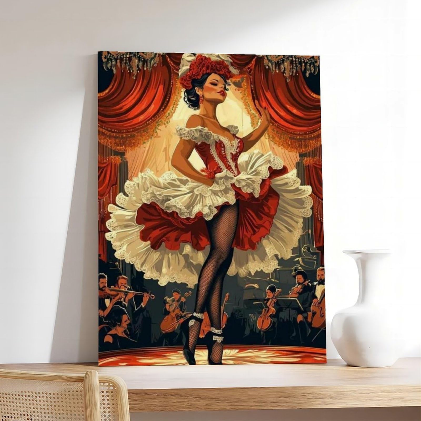 Poster su tela con illustrazione di cabaret parigino, danza cancanese francese, decorazione per camera da letto, ufficio, camera da letto, regalo, 60 x 90 cm