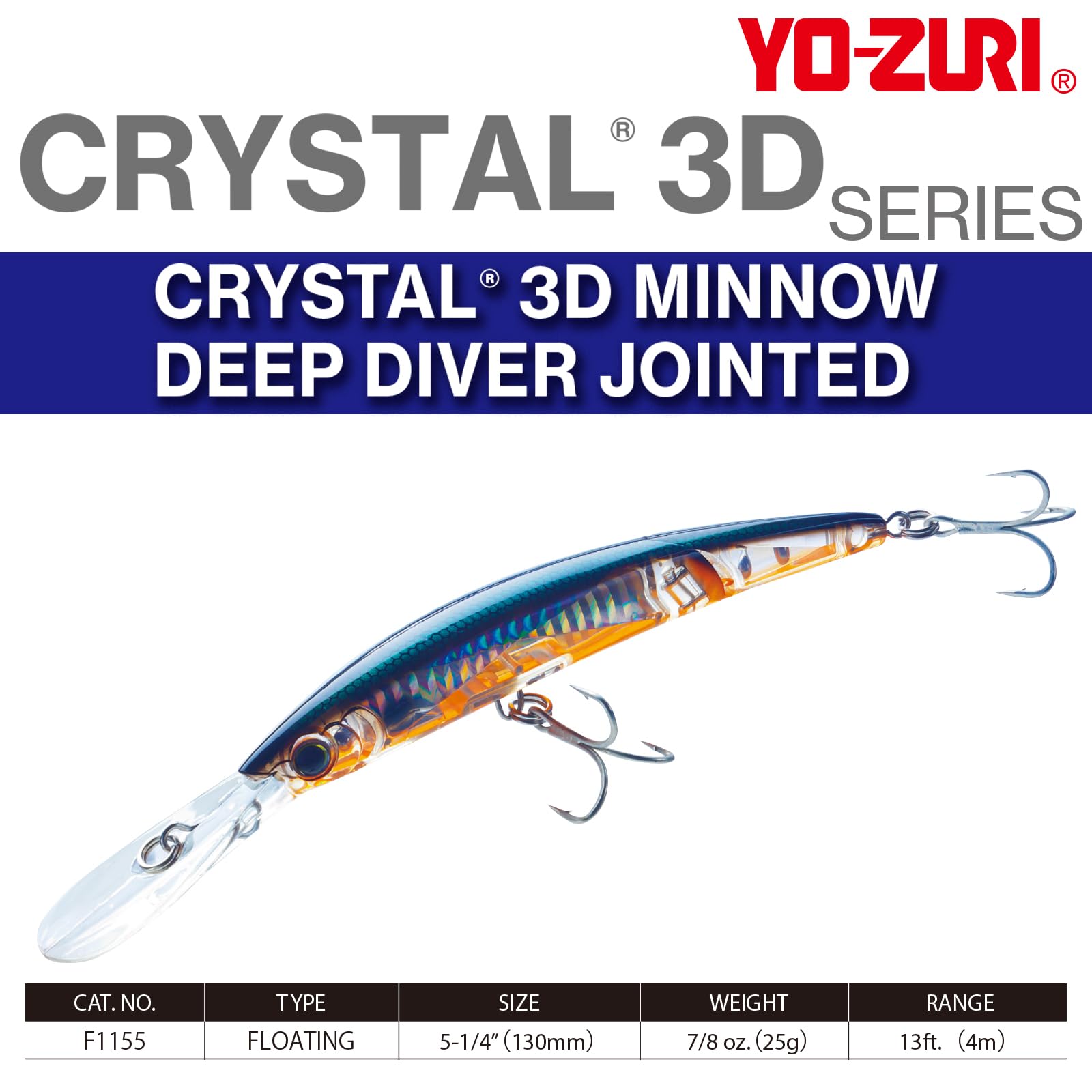 Amazon.co.jp: YO-ZURI(ヨーヅリ) ルアー クリスタル3Dミノー ディープ