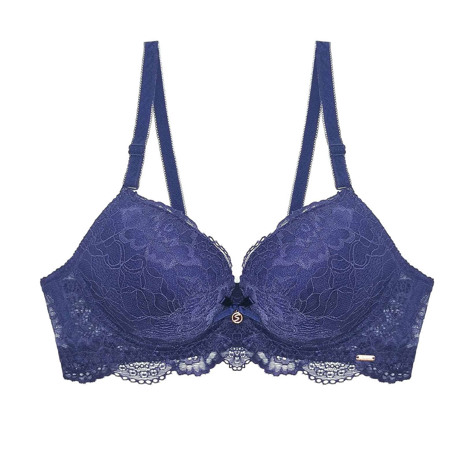 SHEKINI Push up Reggiseno con Ferretto Reggiseno Elegante in Pizzo da Donna Senza Spalline Rimovibili Intimo Donna Sexy Lingerie,Pacco da 2 | Chiusura con gancio, cuscinetti rimovibili, cinghie regolabili, confortevole, quotidiano, traspirante, due pezzi