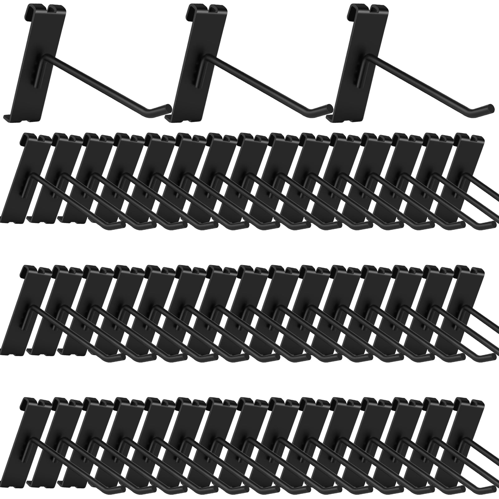 Waltool 20Pcs Gridwall Hooks, Metal Grid Panel Hanging Peg Hooks, Grid Wall Accessory for Clothes Storage, Home Organization, Retail Display (Black, 4"/10CM)