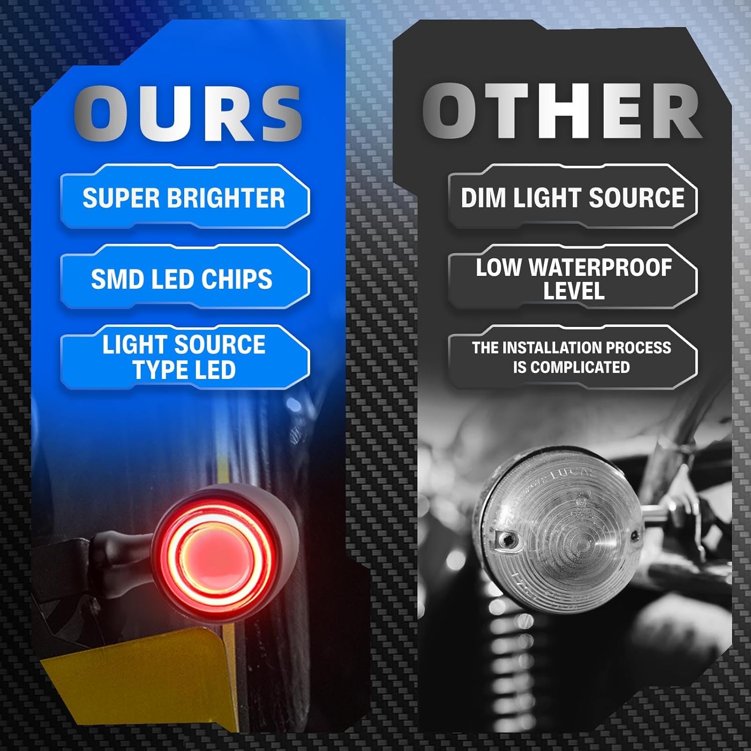 DREAMIZER Universal Motorcycle Turn Signals 2pcs LED Motorcycle Blinkers Compatible with Harley Touring Sporster 883 Honda Yamaha Suzuki Kawasaki and More
