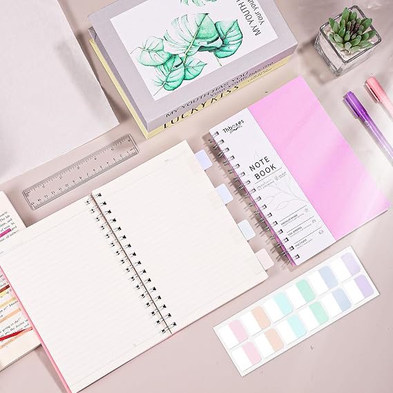 Thboxes 2 Pack A5 Lined Spiral Notebooks, 400 Pages Total, Pink & Purple