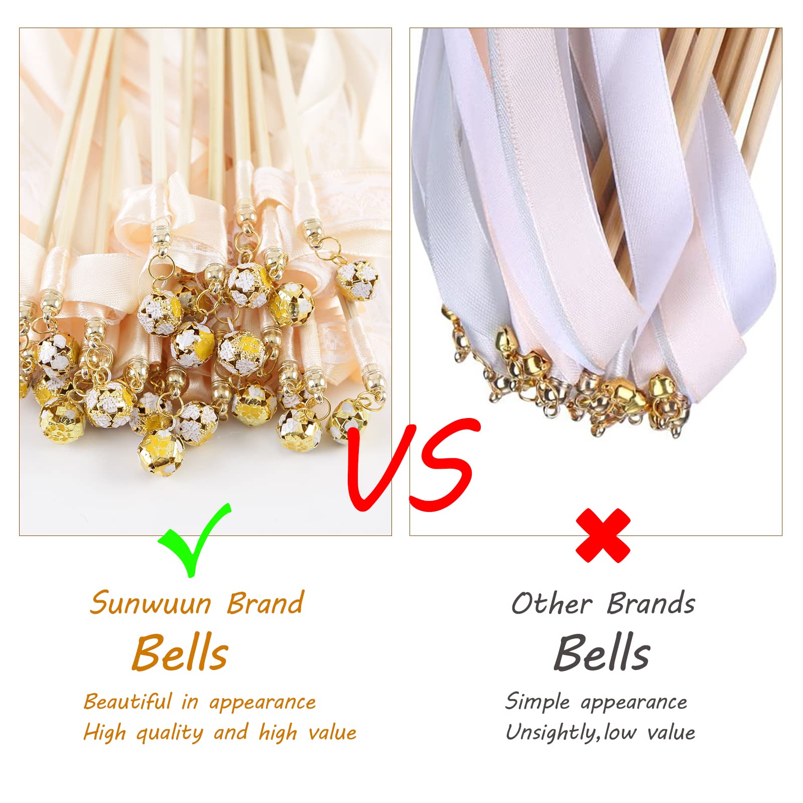 Qazuwa Baguettes De Ariage,30 Pièces Baguettes De Ariage Avec Cloches