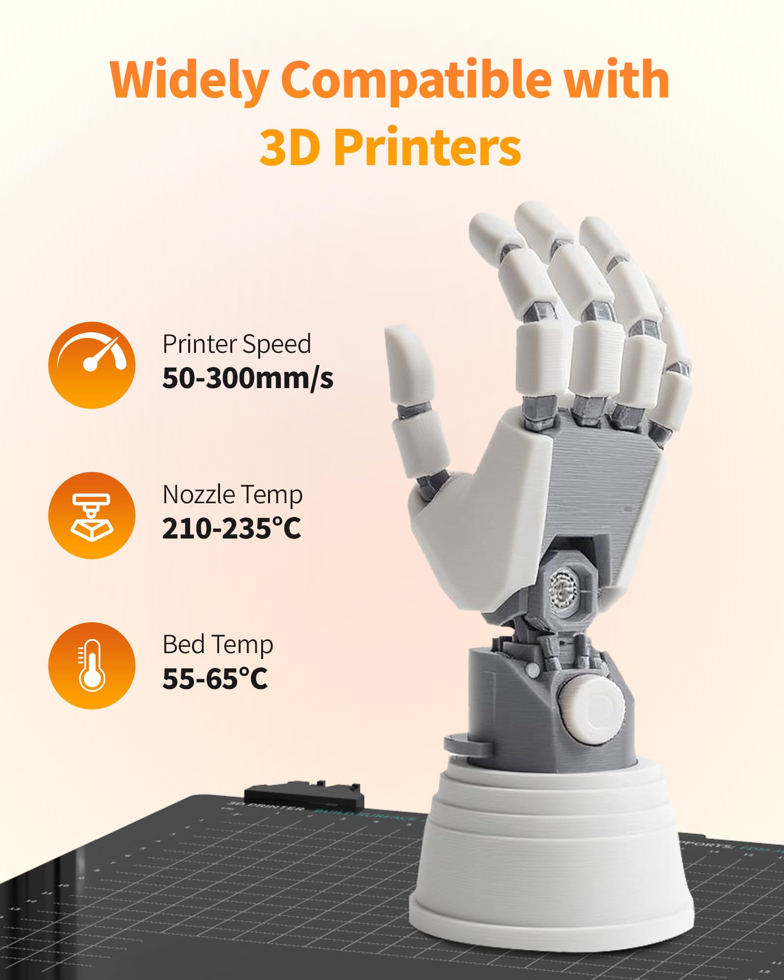 TECBEARS PLA+ Filament 1.75mm 4KG Himmelblau+Schokolade+Gelb+Rot | Verstärkt Zähigkeit PLA Plus 3D Drucker Filament, 0-300mm/s, 4 Spulen, 1kg pro Spule, +/- 0,02 mm
