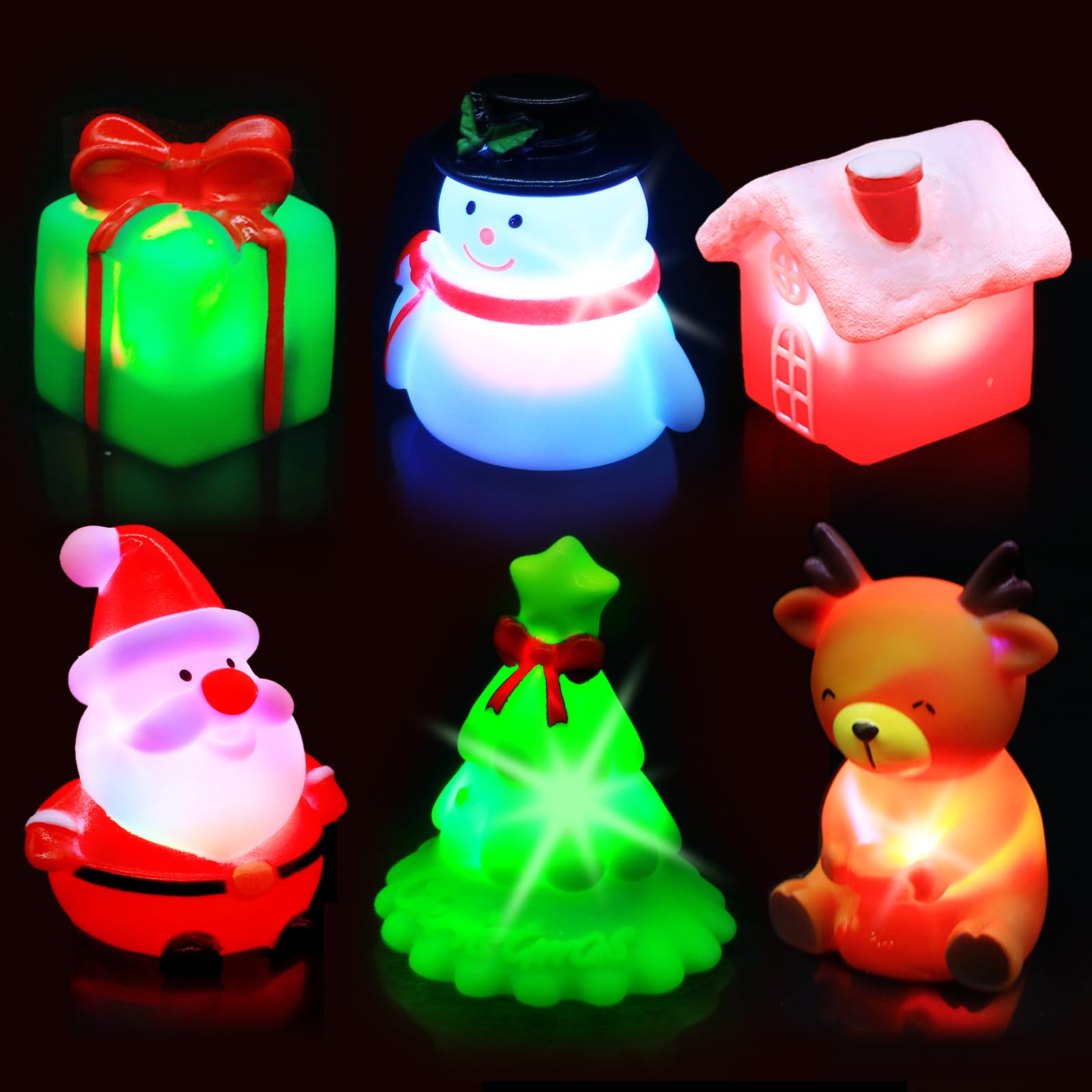 Juguetes de baño de Navidad para niños de 1 a 3: 6 paquetes de juguetes de baño flotantes brillantes para niños y niñas, regalos de Navidad de cumpleaños, juguetes de baño para