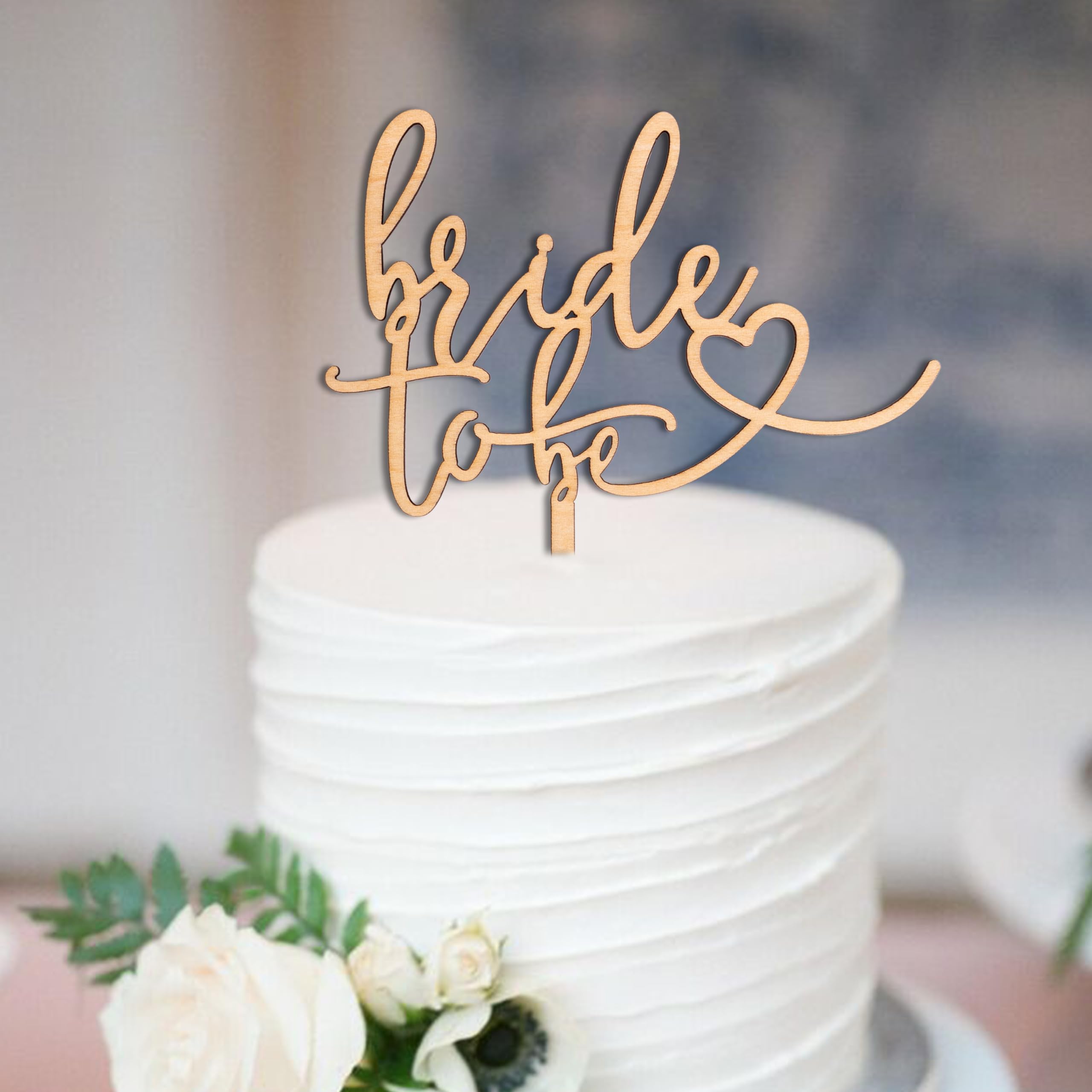 CANTLY Bride To Be Cake Topper - Bridal Shower Cake Topper Wood Natural Color,For Wedding Shower/Engagement/Bachelorette Decorations, Love Sign Cake
