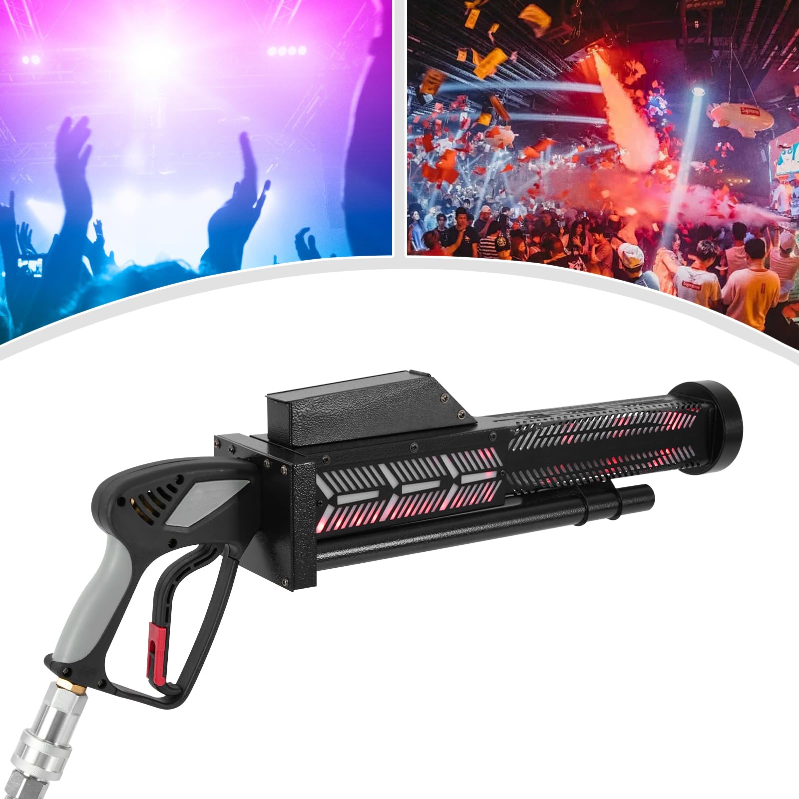 50W CO2 Handheld Fog Machine,Smoke and Flame Machine CO2 Fog Cannon Gun with Blue LED Lights DJ Effects Fogger Smoke Gun for Concerts, Stage Performances