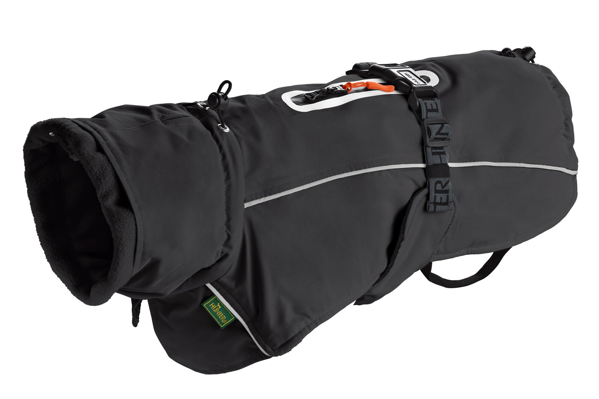 HUNTER Hundemantel NORDBY, Farbe: schwarz, wasserabweisend, warm gefüttert, reflektierend, ideal für Outdoor-Abenteuer, schützt vor Kälte & Nässe, maschinenwaschbar, Größe: 45