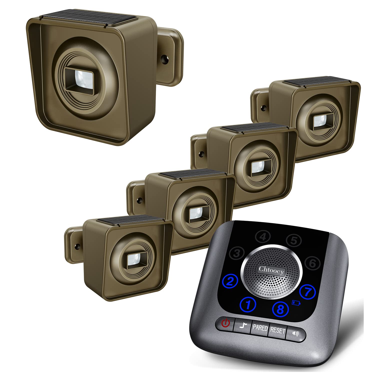 Solar Driveway Alarm Wireless Long Range Weatherproof 5 Sensor and 1 Receiver