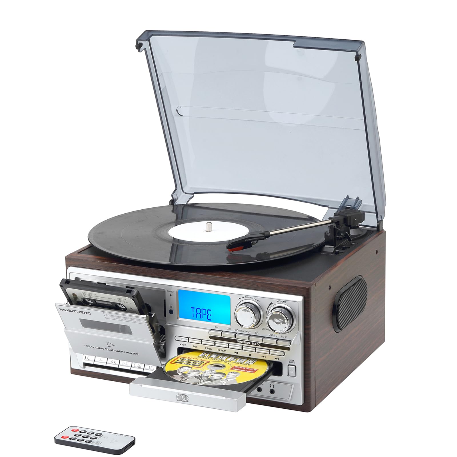 Amazon.com: 9-in-1 Vintage-Style Record Player with 3-Speed