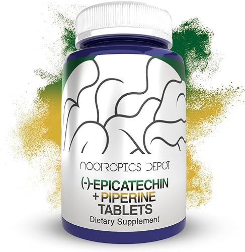 Nootropics Depot Tabletas de epicatequina 200 mg () Epicatequina + 6 mg de piperina para biodisponibilidad Extracto de té verde Promueve la masa