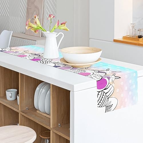 Miniatura 3 de Camino de mesa de Pascua para decoración de primavera, huevos de Pascua, conejo, casa de campo, 72 pulgadas de largo para decoración de fiestas