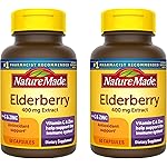 Nature Made Elderberry 400 mg Extract with Vitamin C and Zinc, Dietary Supplement for Immune Support, 60 Capsules, 60 Day Supply (Pack of 2)