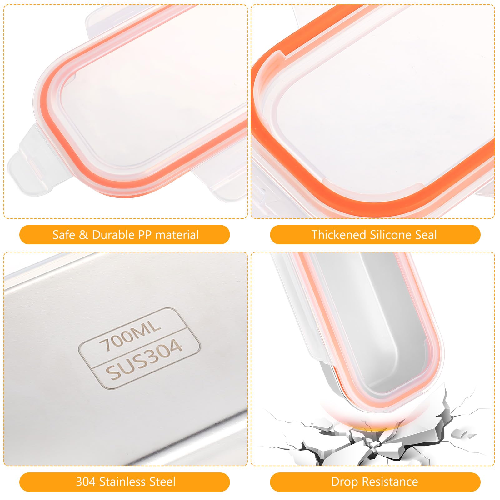 Pudełko na przekąski z przegródkami, pudełko na kanapki ze stali nierdzewnej z przegródkami, szczelne pudełka Meal Prep, pudełka na kanapki z przegródkami, Bento Box, szczelne pudełko na