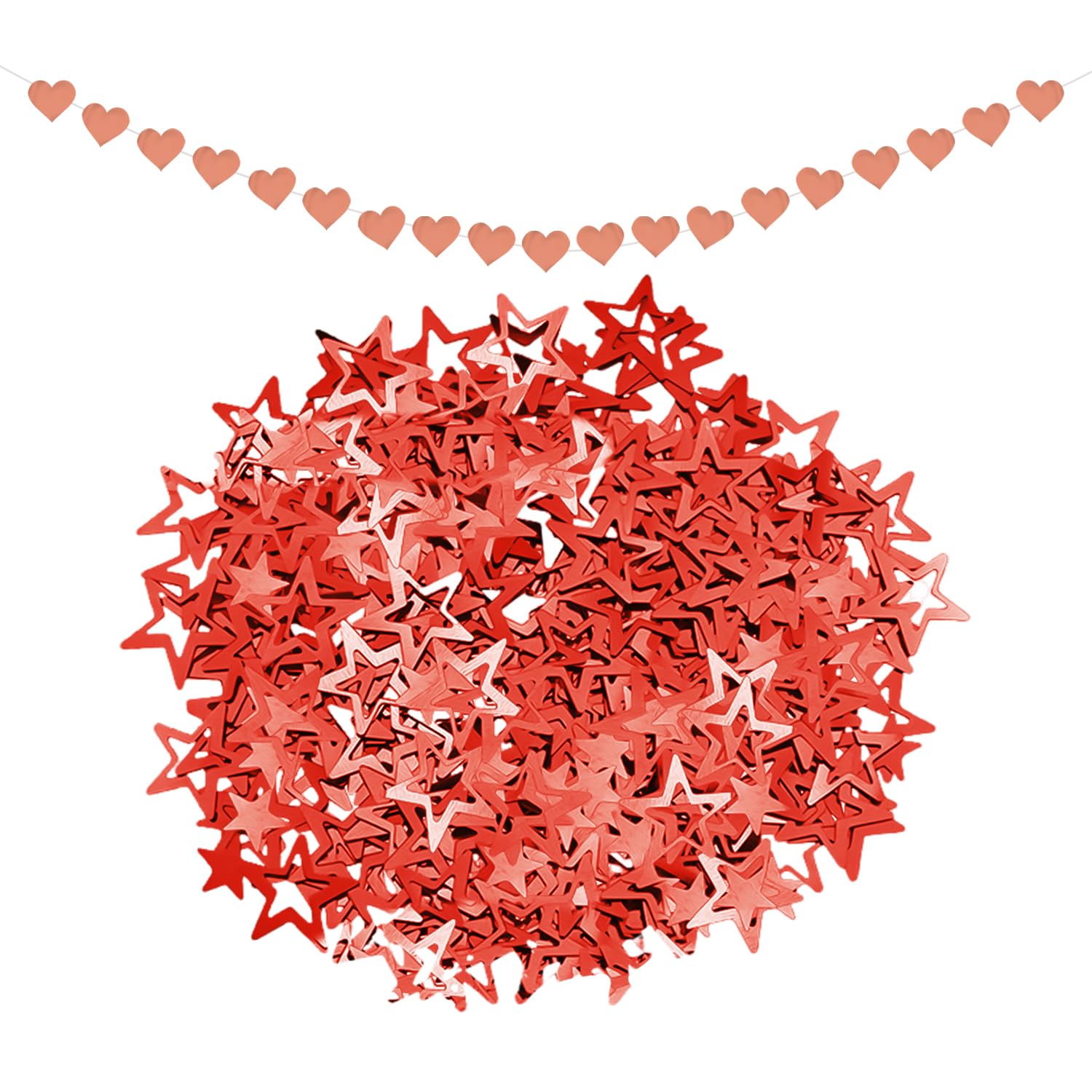 Wufgwbd Red 15G Star Confetti And 1 Love Flag, Shiny Confetti, Party Decoration Supplies, Party Scene Decoration