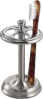 iDesign York Steel Toothbrush Holder Stand - 4 Divided Compartments, Brushed Nickel & Chrome, 3.25x3.25x5.75 Bathroom Organizer