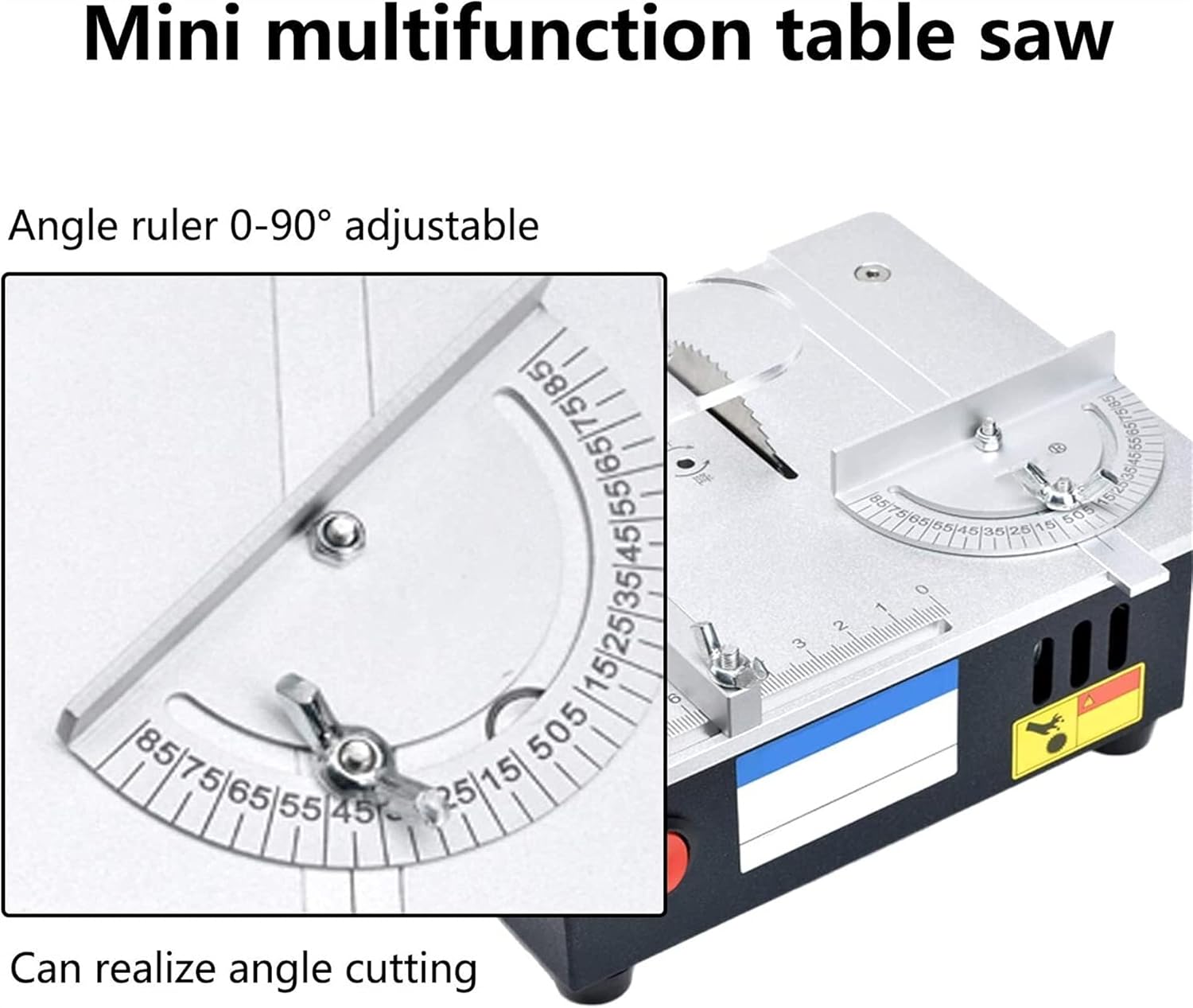 Adjustable Table Saw, Electric Mini Table Saw with 7-Level Speed Liftable Saw and Liftable Saw Blade,for Angle Cuts with Angle Guide DIY Model