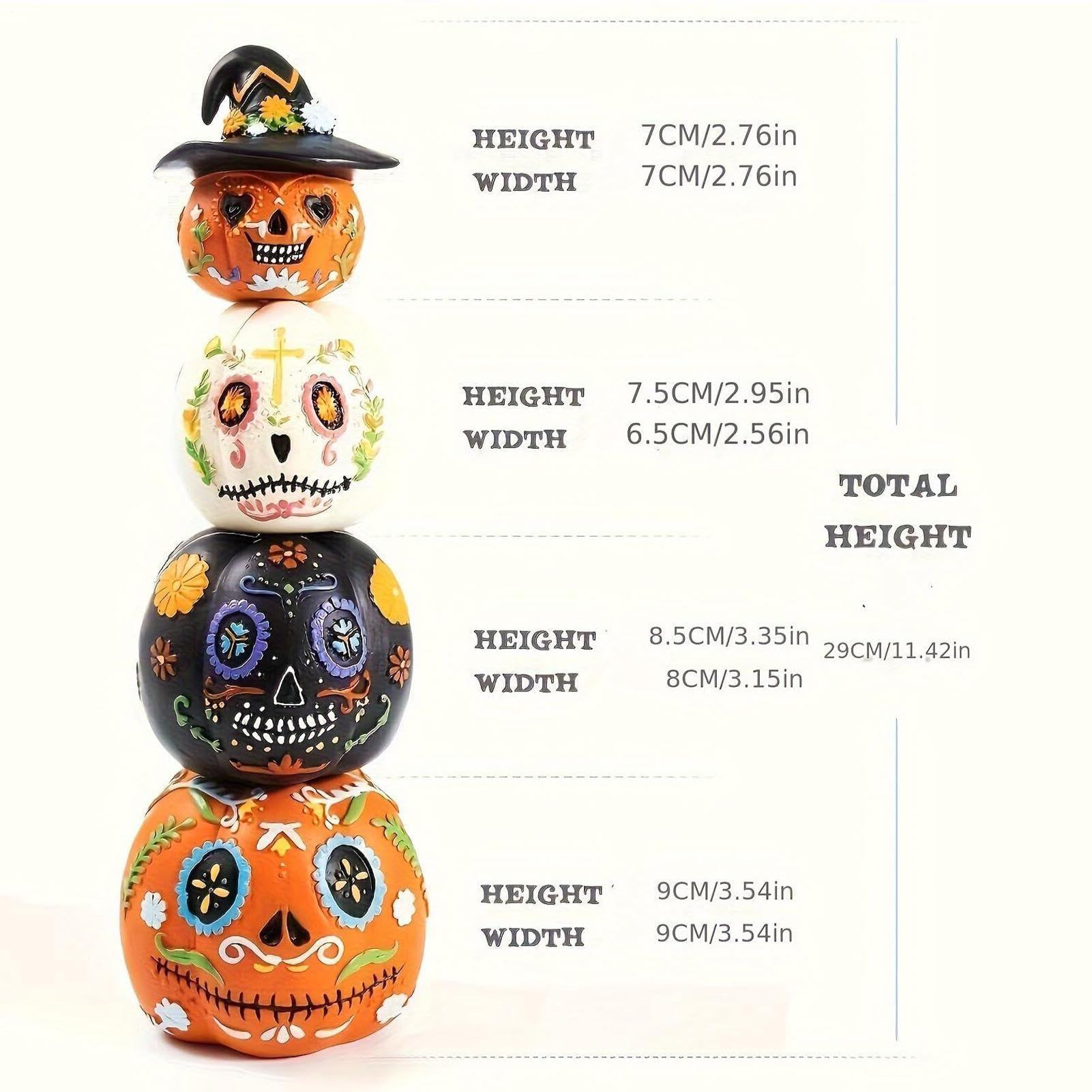Halloweenowe Dynie Ułożone w Stos Magnetyczna Składana Rzeźba 4 Części