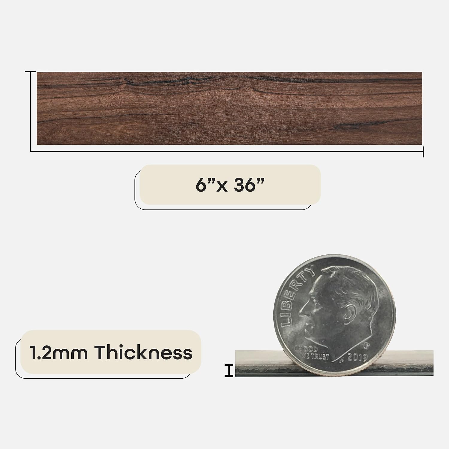 Sterling Vinyl Plank Flooring 1.2mm, 10 Planks - 6" x 36", Hickory - No Adhesive Needed, Embossed DIY Flooring - Natural Wood Grain Feel for Kitchen, Dining Room, & Bedrooms by Achim Home Décor