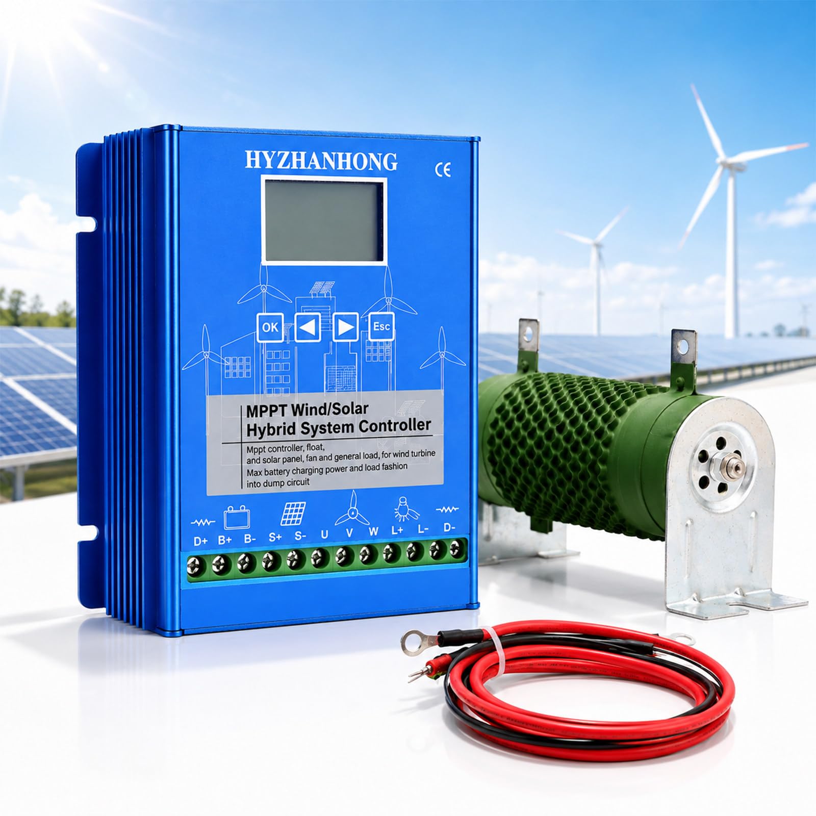 Controllore di Carica Eolico-Solare MPPT, Regolatore di Potenza 24V/48V | Carica Boost MPPT, Supporto 12V/24V/48V, Controllo di Scarico per Case fuori Rete, Fattorie e Siti Remoti