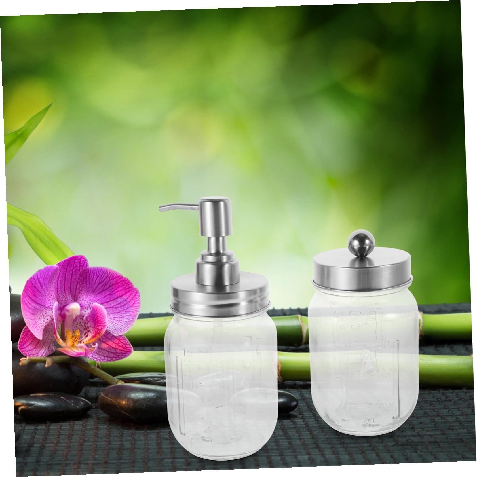 Cabilock Accesorios para Baño Completo con Dispensador de Jabón Líquido de Soporte para Cepillos de Dientes y Contenedor para Hisopos Set de Estilo Rústico para Encimeras de Baño