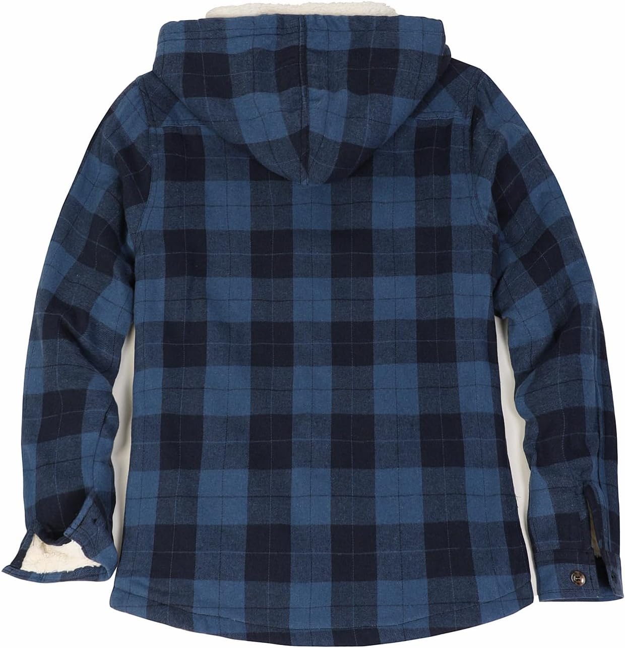 ThCreasa Womens Sherpa Lined Plaid Hooded Flannel Jacket with Hand Pockets Button Down Shirt Jackets - Image 2