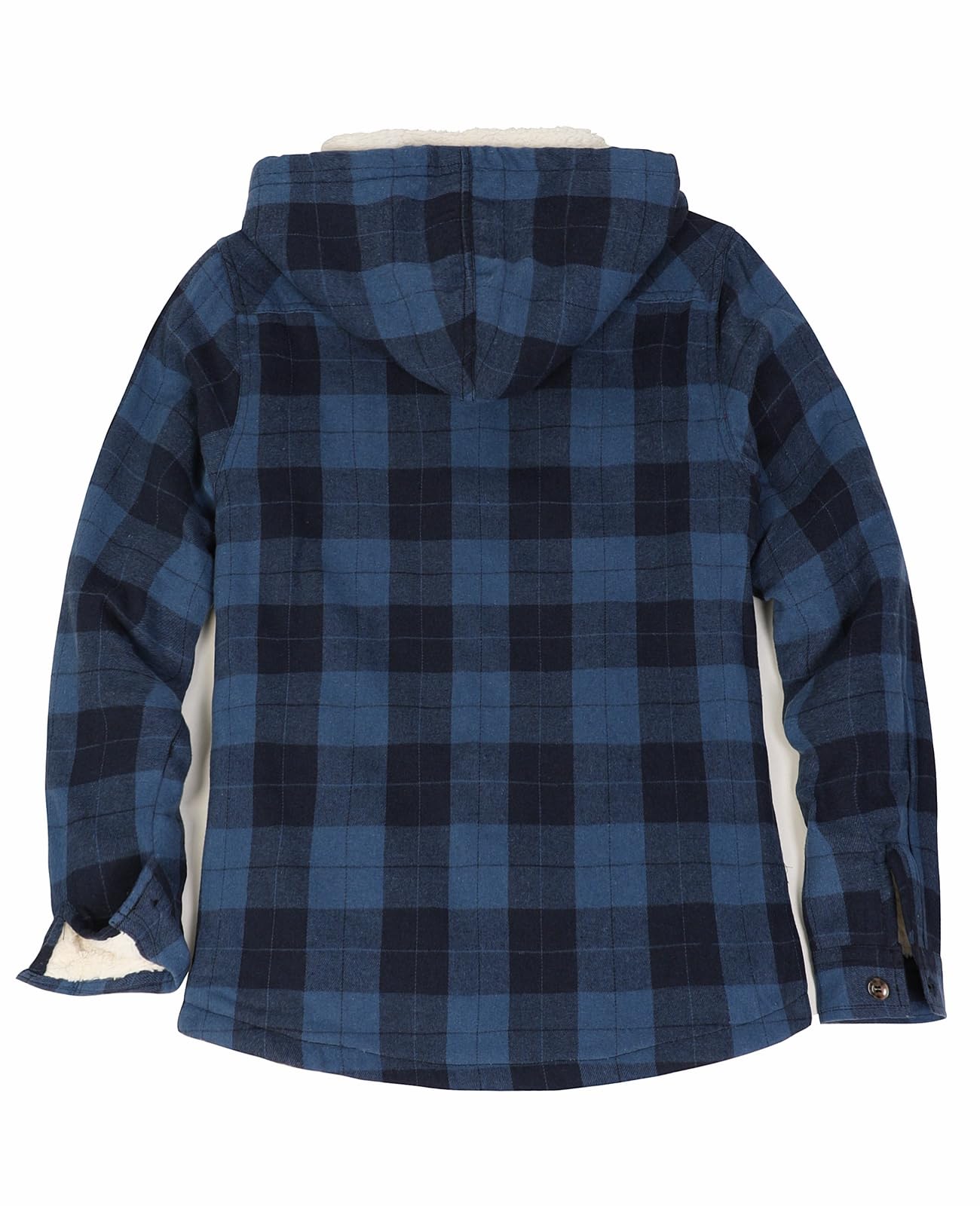 ThCreasa Damen-Flanelljacke mit Sherpa-Futter, kariert, mit Kapuze, Eingrifftaschen, Button-Down-Shirt-Jacken