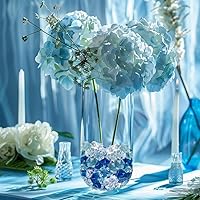 Vista 8 de HappyFiller 14 OZ Gemas acrílicas de imitación de cristal en forma de roca de hielo azul, transparentes mixtas para llenar jarrones de vidrio