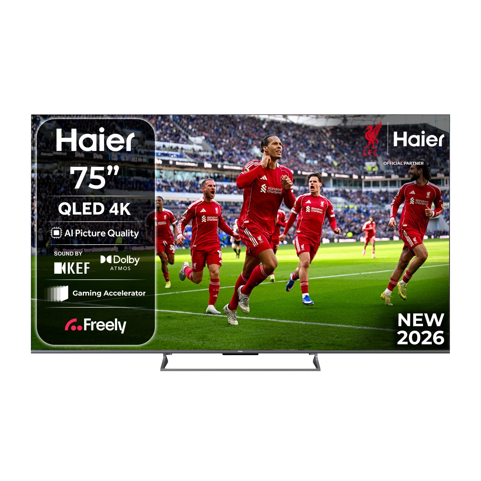 Haier 75" QLED S90GUF Smart TV with Fire TV, Freely, AI Picture Quality, Sound by KEF, Dolby Atmos, MEMC, Gaming Accelerator, Bluetooth, HDMI 2.1