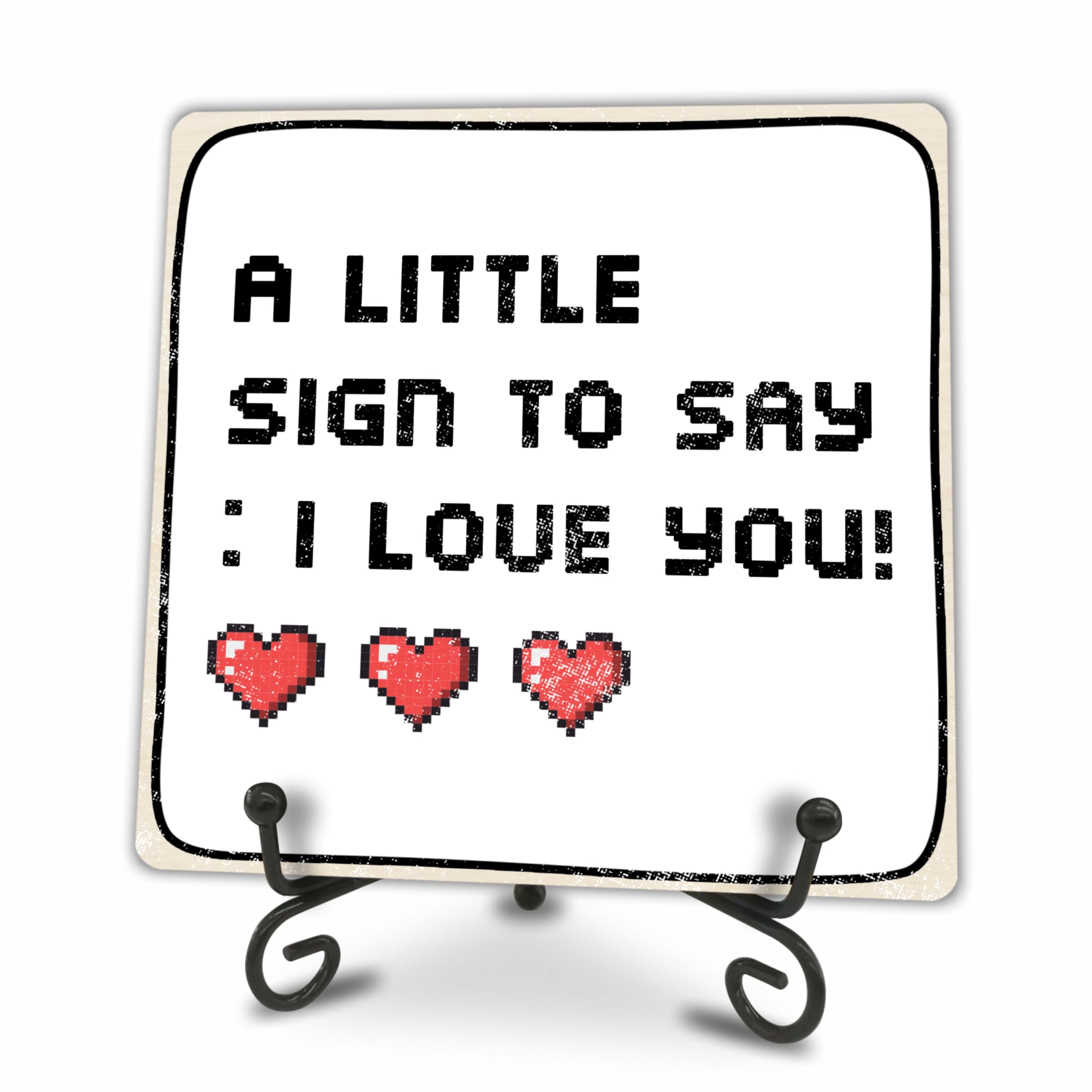 5"X5" Wooden Plaque Sign - A Little Sign To Say I Love You - Rustic Wood Plaque, Home & Office Desk Decor, Tabletop Ornament, Shelf Supplies,