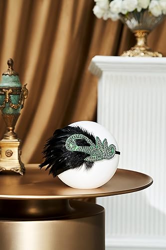 Miniatura 2 de BABEYOND 1920s Flapper - Diadema con accesorios de plumas rugientes de los años 20, accesorios de fiesta de Gatsby vintage (verde)
