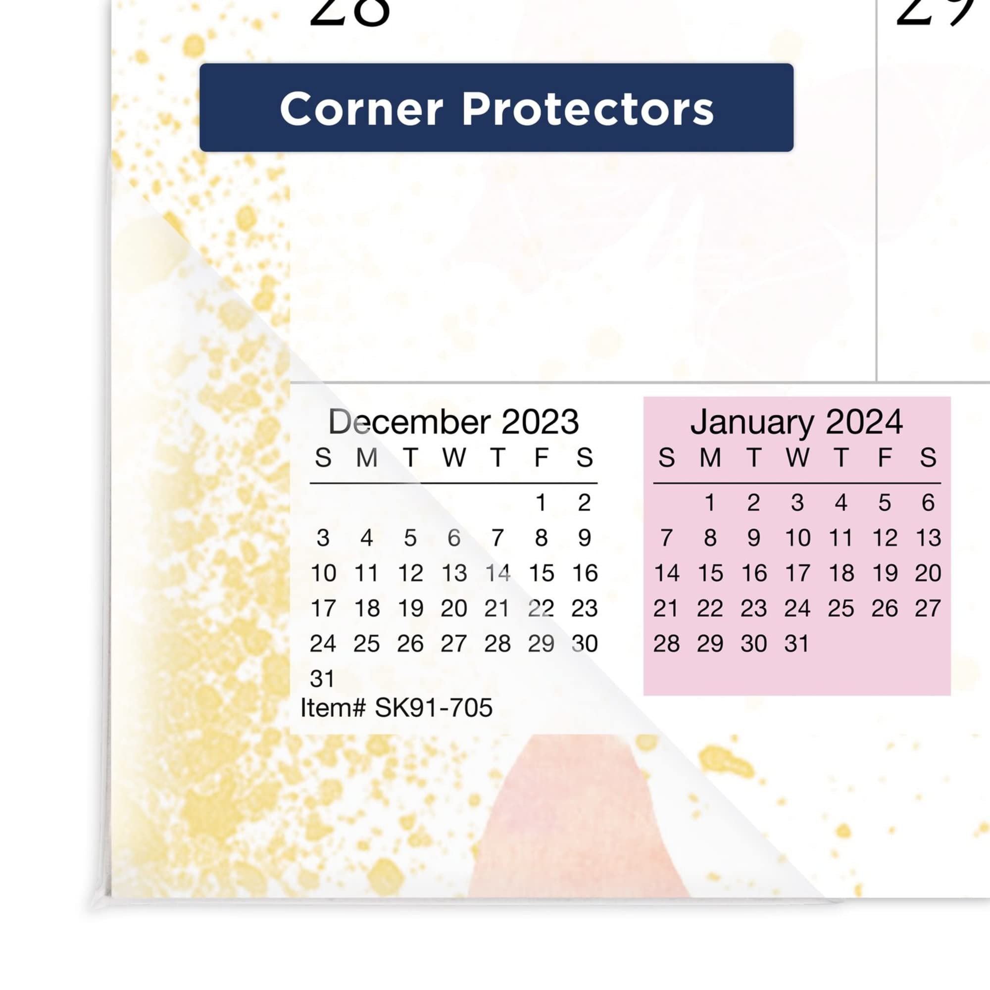 AT-A-GLANCE® Monats-Schreibtischunterlage für 2024, Aquarellfarben, 44,5 x 27,9 cm, 100 % recycelt, Januar bis Dezember 2024, SK91-70