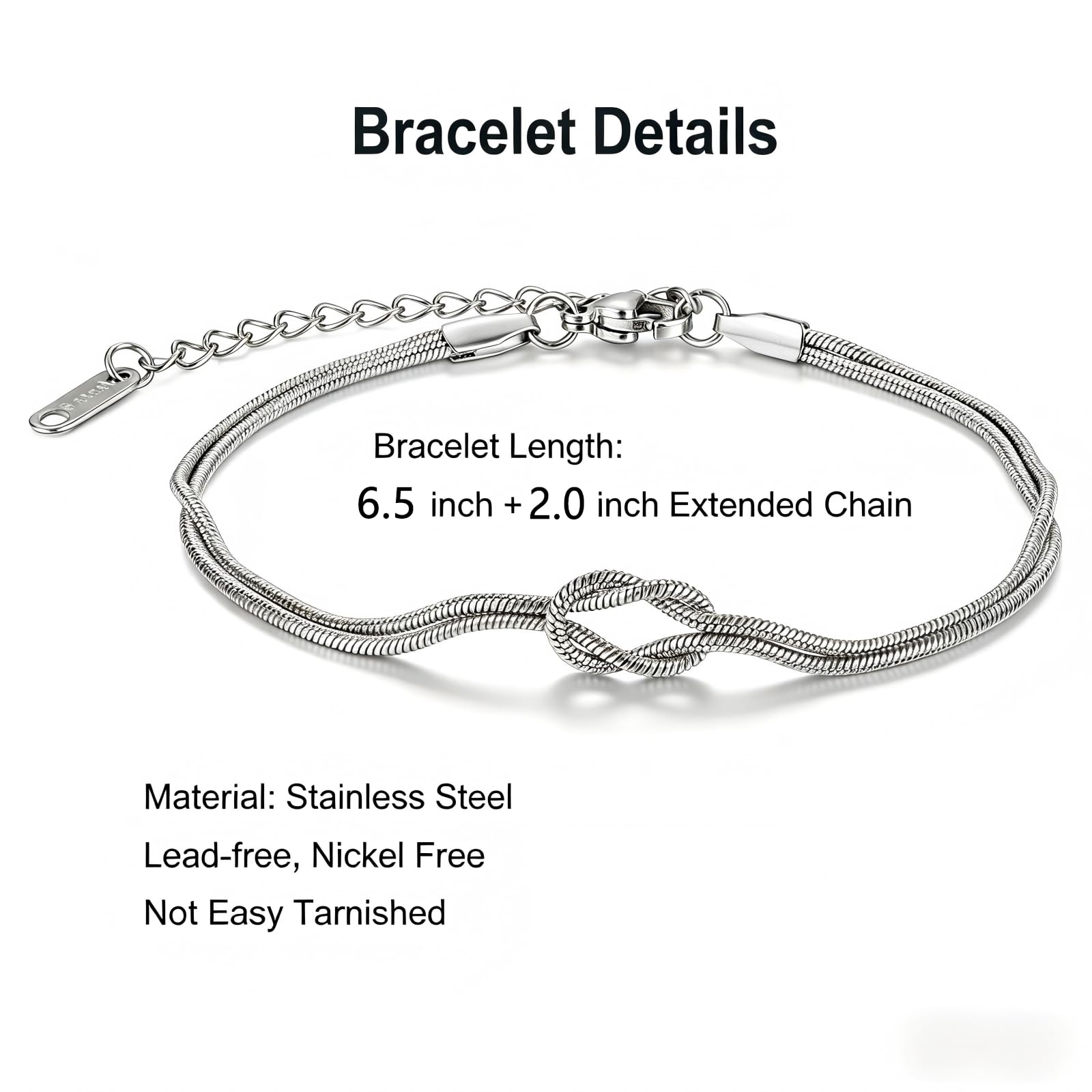 iWenSheng Birthday Gifts for Friends Female - Love Knot Friendship Bracelets Gift for Women Woman, BFF Christmas Bracelet Present for Best Friend Bestie