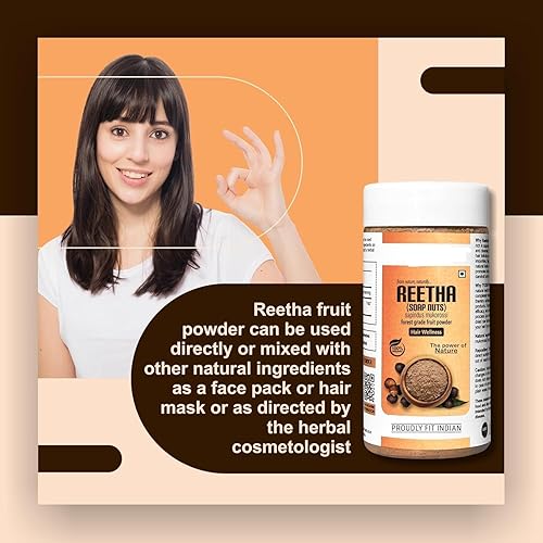 Miniatura 3 de Limpiador natural, sin conservantes ni productos químicos añadidos Reetha en polvo orgánico para el crecimiento del cabello, polvo de nueces de