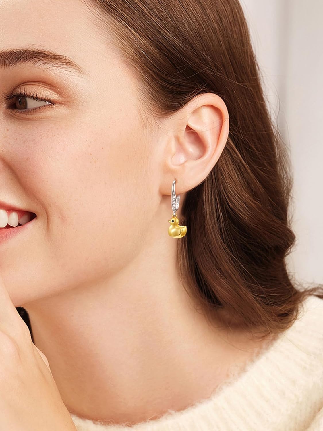 Palpitate Duck Earrings Cute Duck Gifts 925 Sterling Silver Animals Dangle Drop Earrings Jewelry for Women Daughters - Image 4