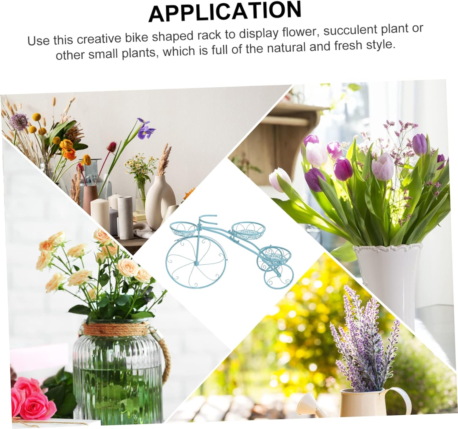 Iron Green Plant Rack Flower Stand Bike Shaped Flowerpot Holder Outdoor Plant Holders Lovers