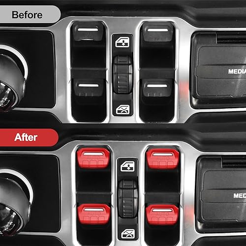 Miniatura 18 de 4 fundas de botón para interruptor de ventana mejoradas compatibles con Jeep Wrangler JL JLU 2018-2025 y Gladiator JT 2020 2021 2022 2023 2024 2025