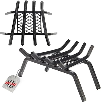 Flame Genie Heavy-Duty Steel Fireplace Grate, Ember Retainer, 18"