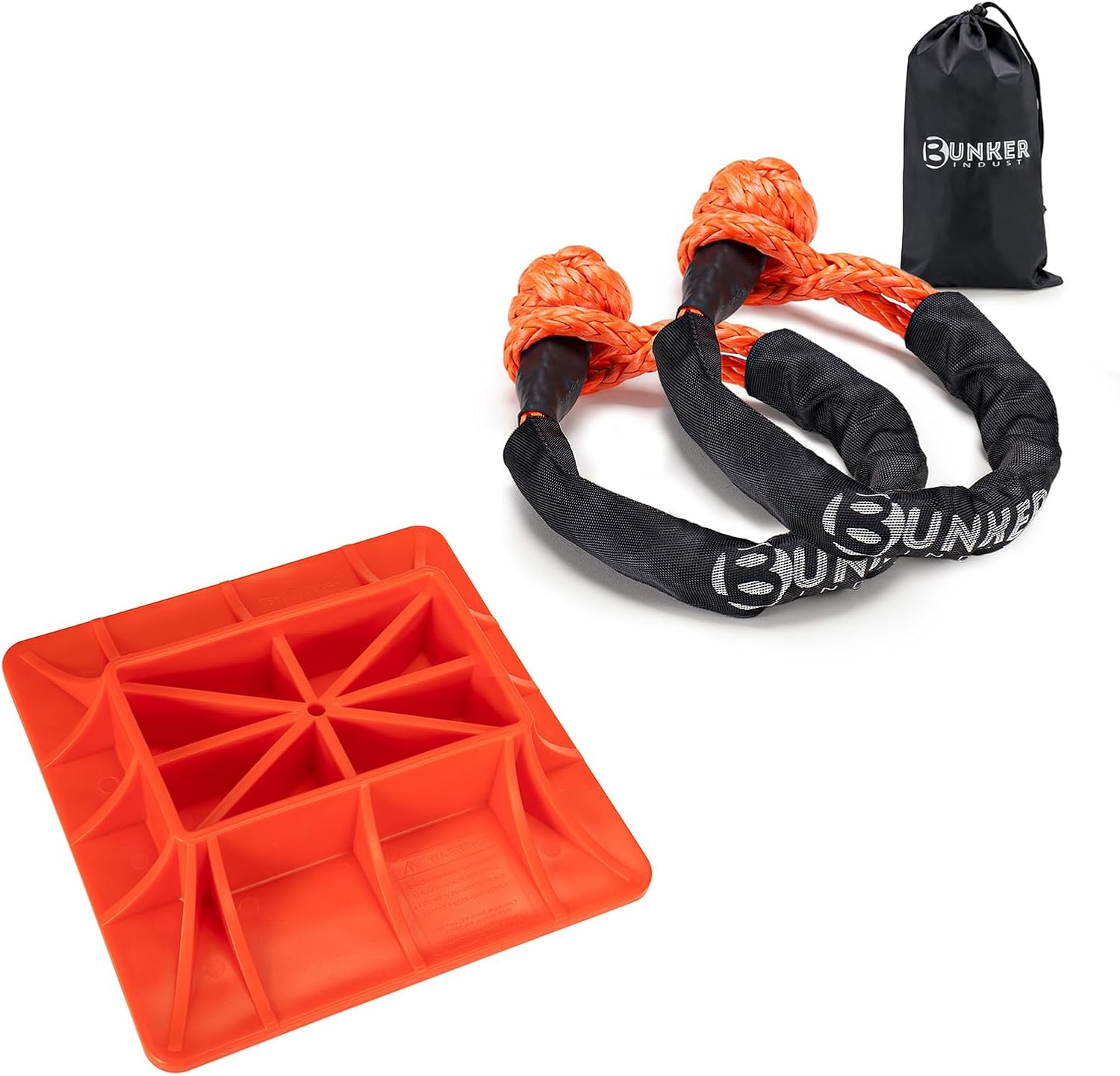 BUNKER INDUST Off-Road Base Compatible with Lift Jack + 2Pcs 1/2" x 24" Synthetic Soft Shackle Rope